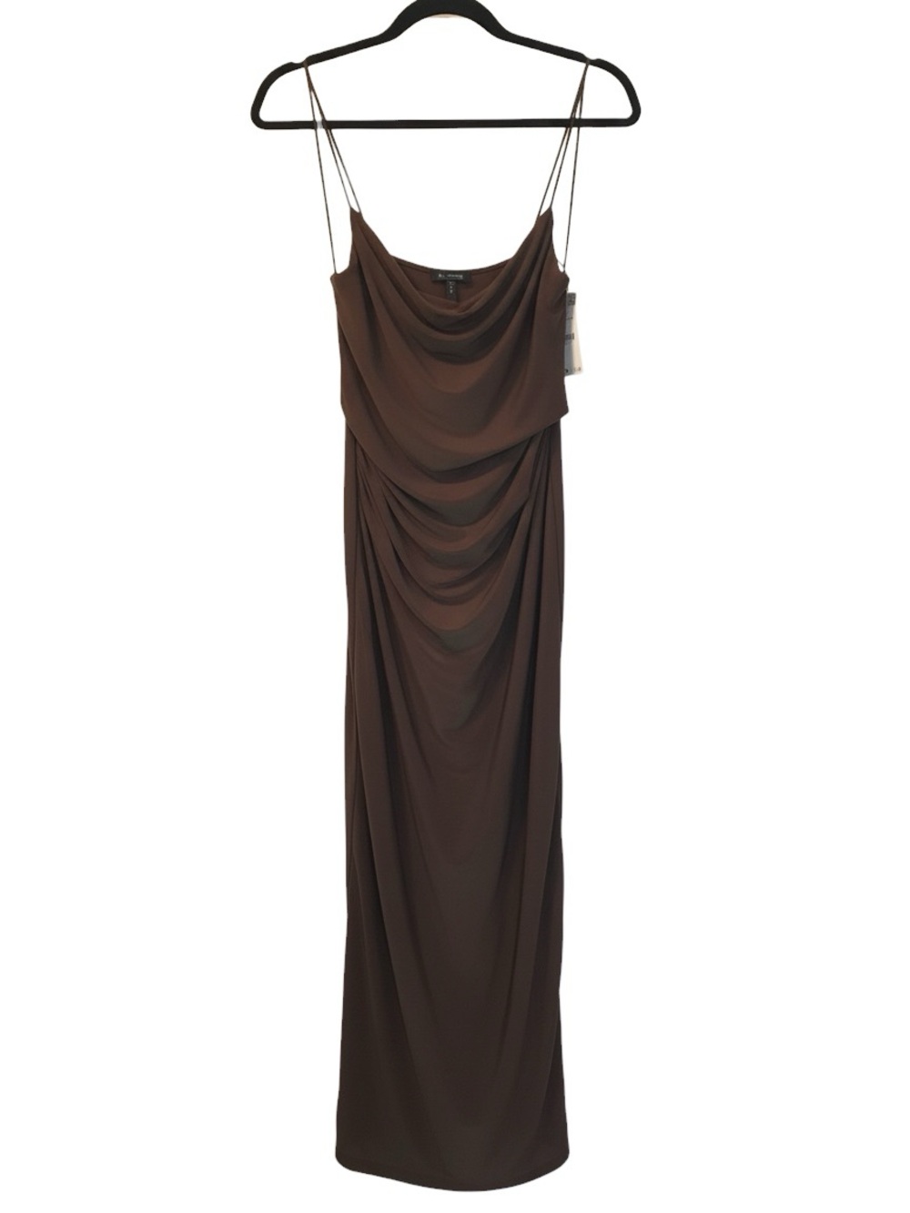 Zara NWT 2025 Ruched Midi Dress in Brown Sz M Wedding Guest Cocktail Prom Grad - Picture 4 of 15